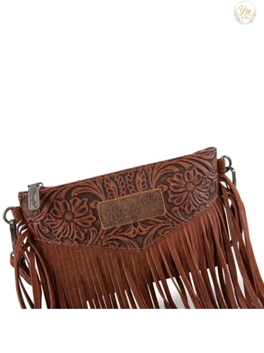Faux Leather Western Fringe Crossbody Bag with Wristlet Strap